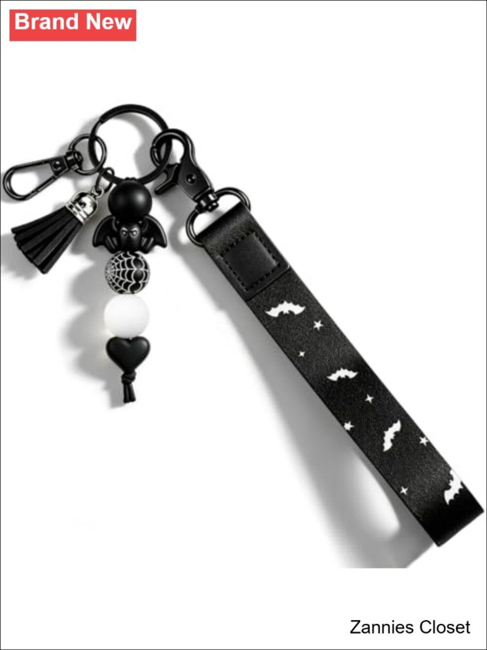 👻 Gothic Bat Keychain Wristlet Halloween Bag Charm Purse Charm 2pc Set
